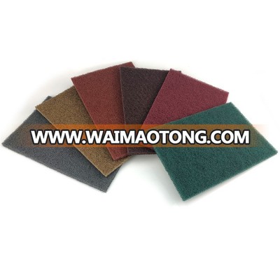 Nylon non woven scrub pad aluminum oxide cleaning polishing sponge green sponge industrial scouring pad for Wood and Metal